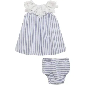 Robe à rayures bleues pour bébé fille avec bloomers