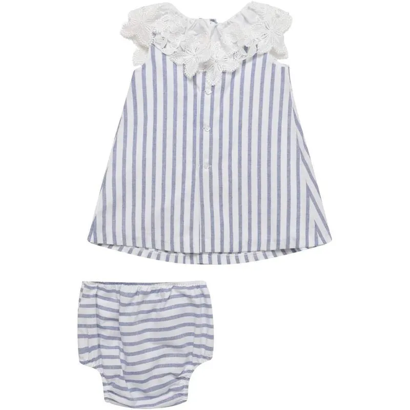 Robe à rayures bleues pour bébé fille avec bloomers