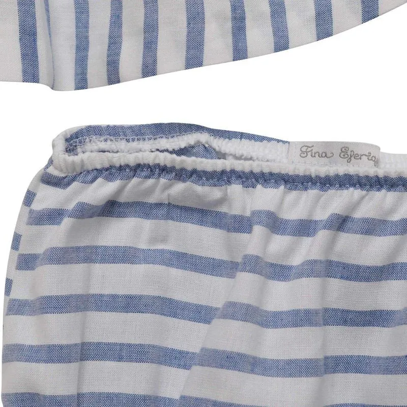 Robe à rayures bleues pour bébé fille avec bloomers