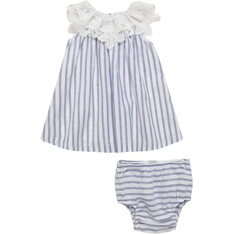Robe à rayures bleues pour bébé fille avec bloomers