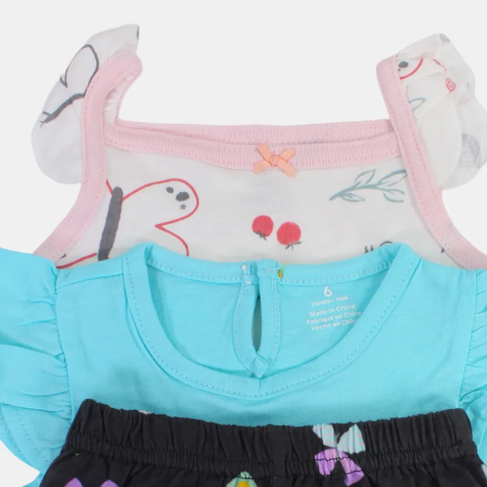 Ensemble 3 pièces en coton pour bébé fille – Aqua avec motif papillon