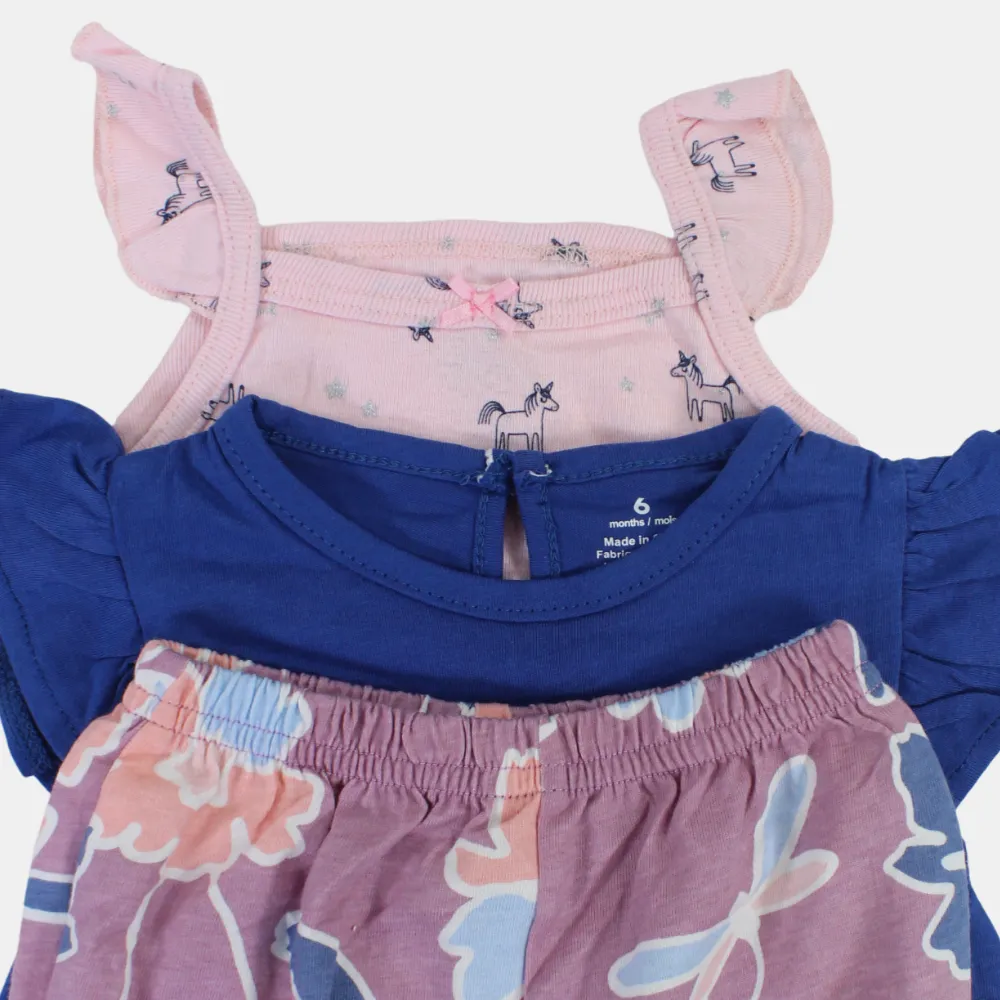 Ensemble 3 pièces en coton pour bébé fille – Indigo avec motif licorne volante