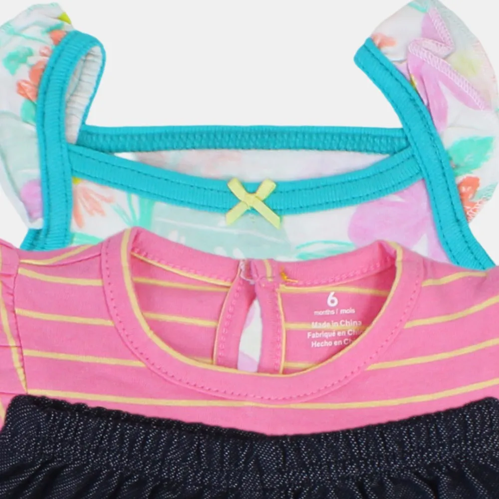 Ensemble 3 pièces en coton pour bébé fille – Rayures roses avec motif licorne