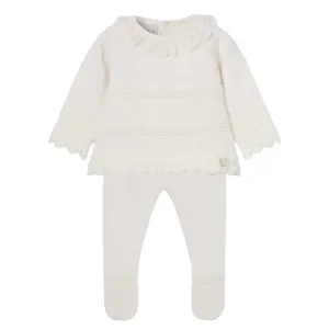 Ensemble en maille crème pour bébé fille