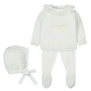 Ensemble en maille crème pour bébé fille