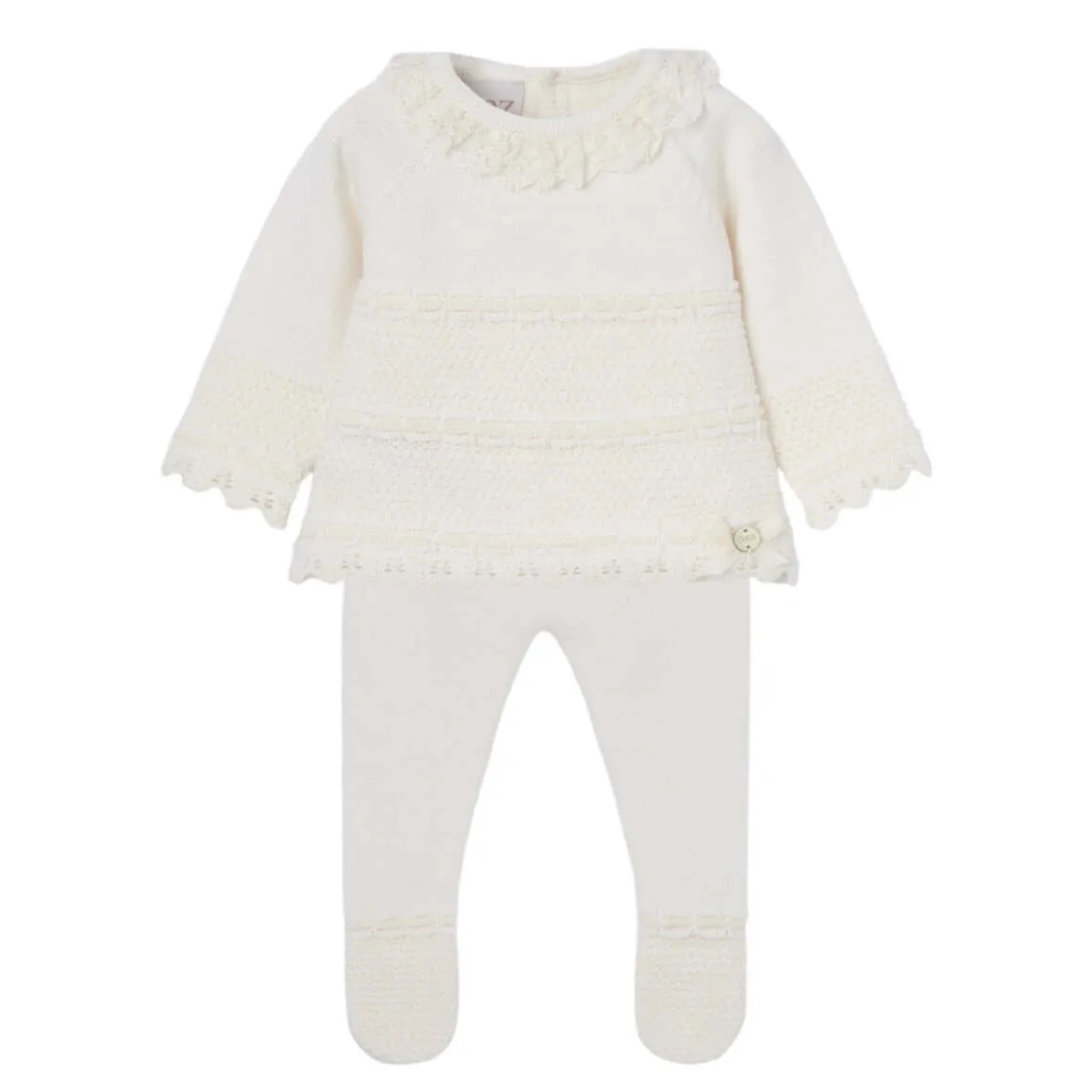 Ensemble en maille crème pour bébé fille