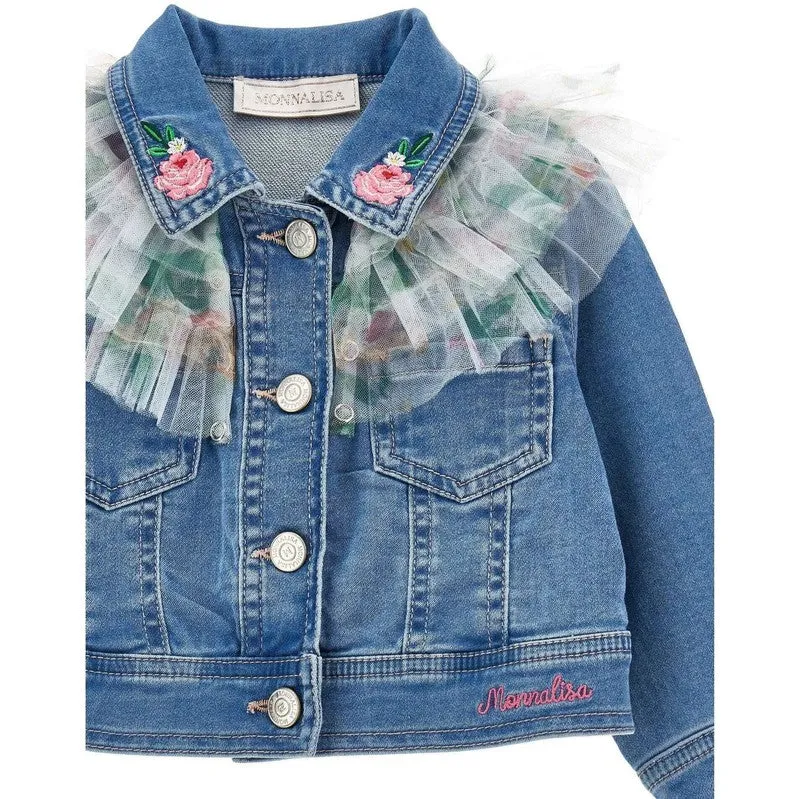 Veste en jean pour bébé fille avec tulle