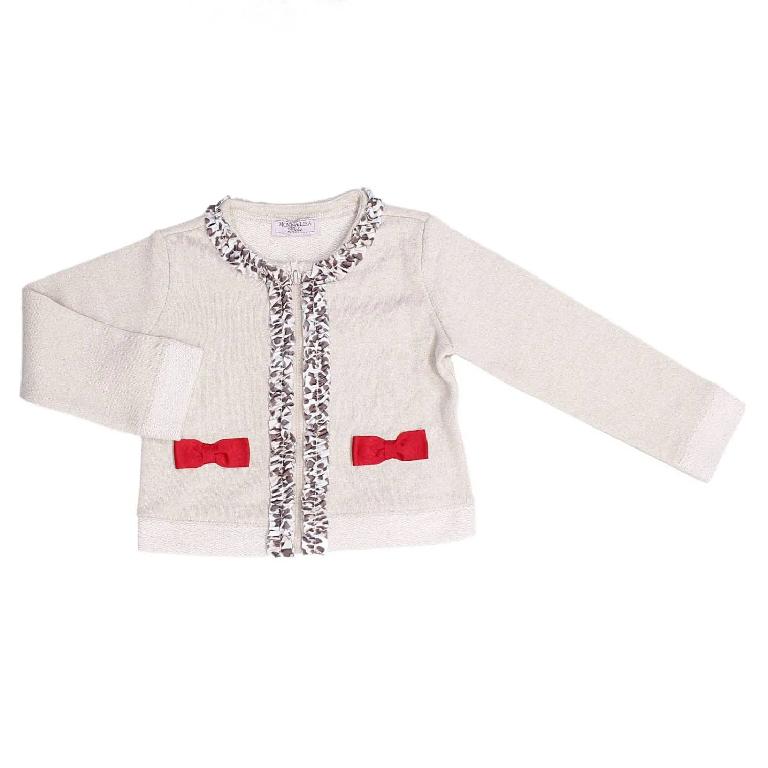 Veste à nœud écru pour bébé fille