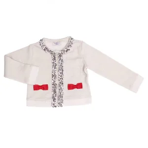 Veste à nœud écru pour bébé fille