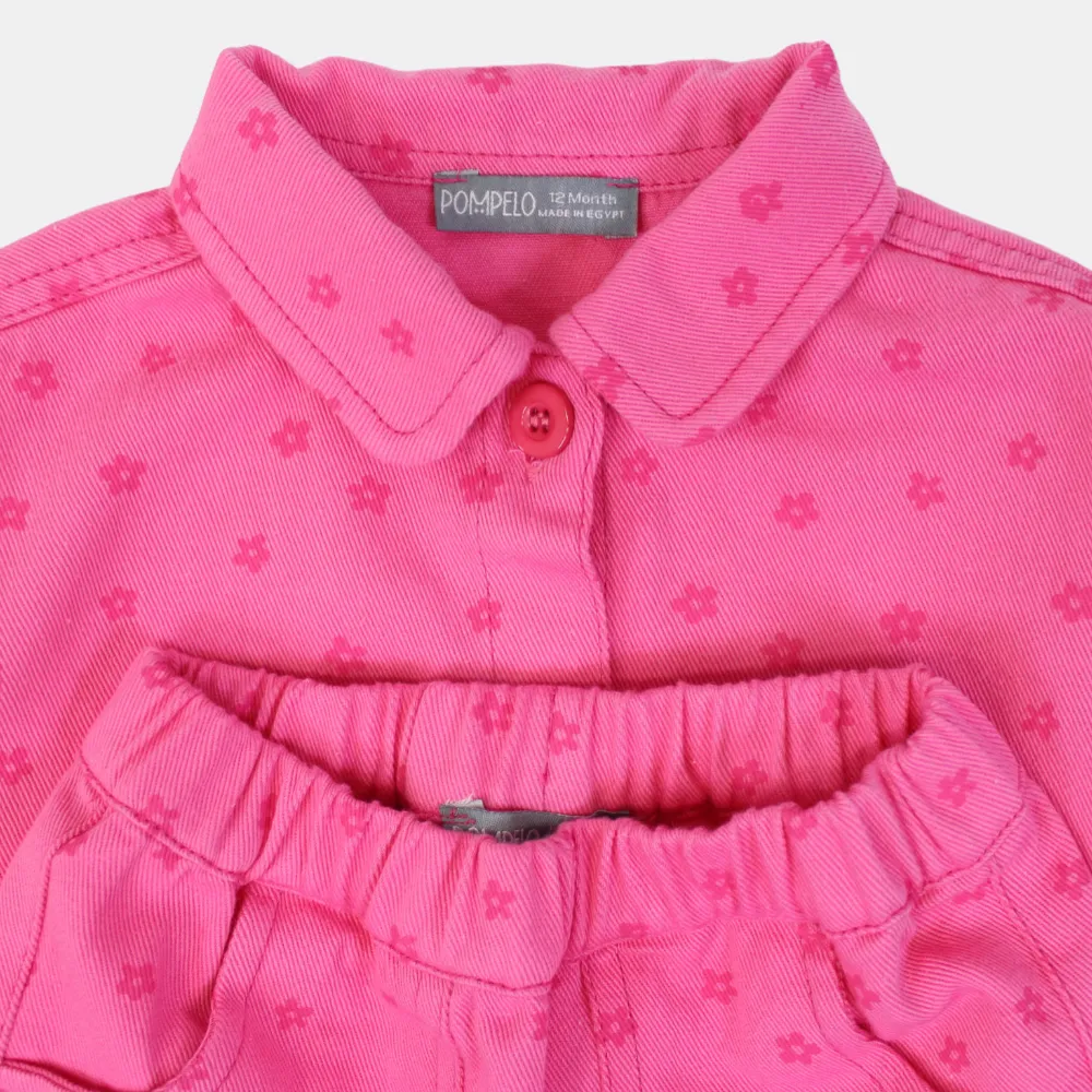 Ensemble 2 pièces en gabardine pour bébé fille – Fuchsia