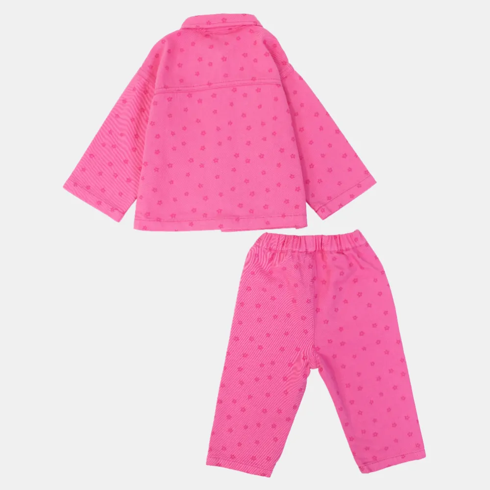 Ensemble 2 pièces en gabardine pour bébé fille – Fuchsia