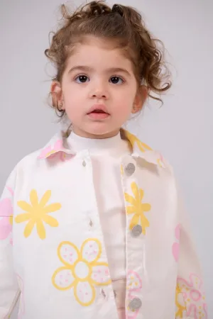 Veste en gabardine pour bébé fille – Blanc cassé