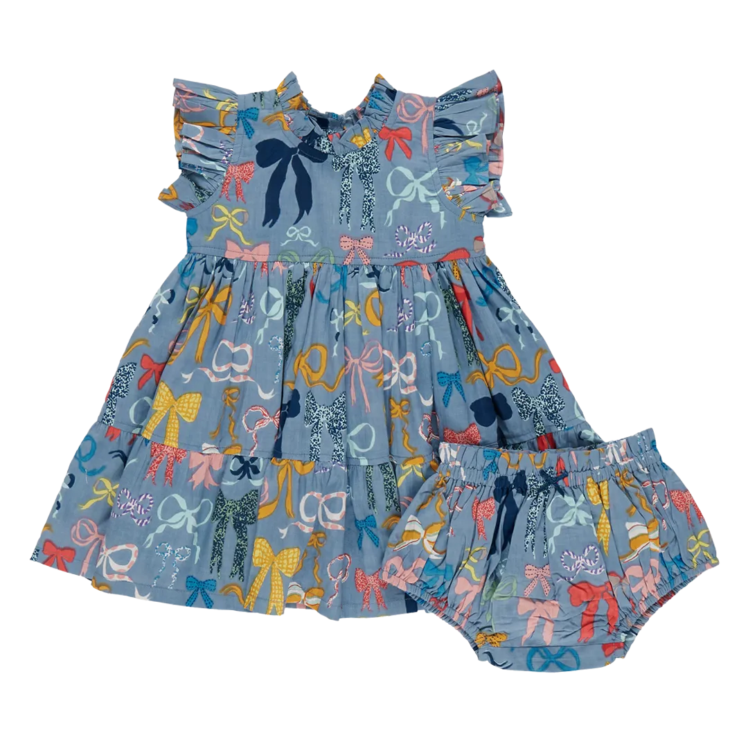 Ensemble Robe Jennifer pour Bébé Fille avec Nœuds sur Nœuds