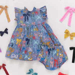 Ensemble Robe Jennifer pour Bébé Fille avec Nœuds sur Nœuds