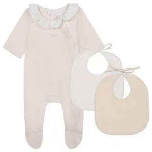 Ensemble de grenouillère en coton bio pêche pour bébé fille