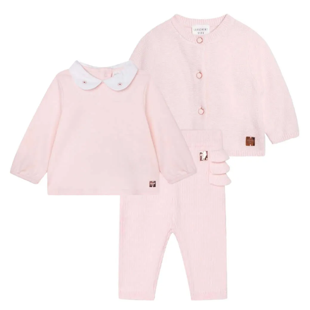 Ensemble 3 pièces rose pour bébé fille
