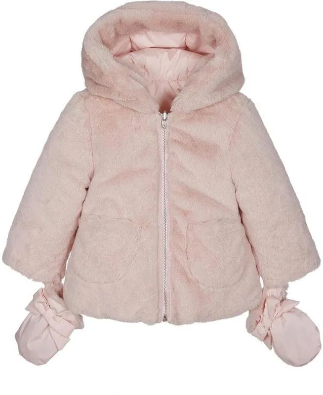 Veste réversible en fausse fourrure rose pour bébé fille