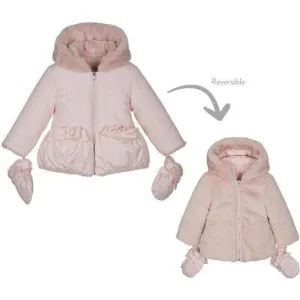 Veste réversible en fausse fourrure rose pour bébé fille