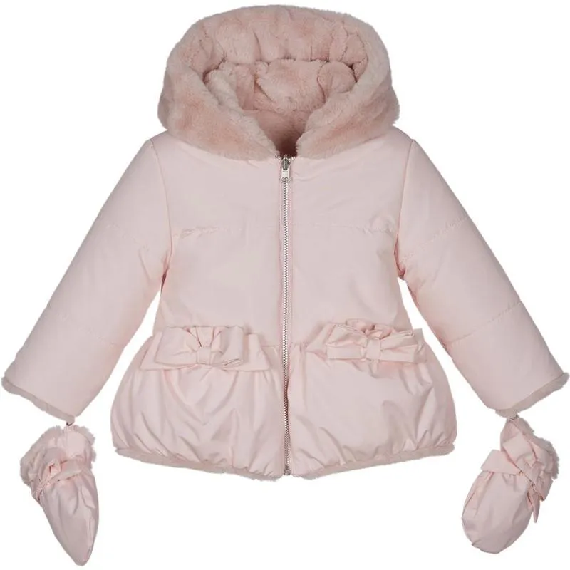 Veste réversible en fausse fourrure rose pour bébé fille