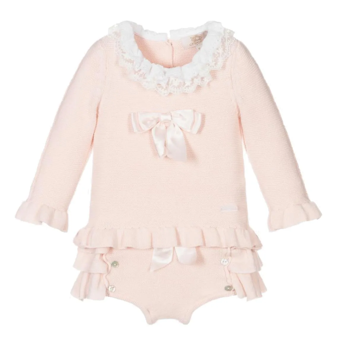 Ensemble en maille à volants rose pour bébé fille