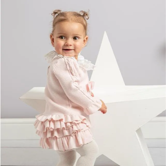 Ensemble en maille à volants rose pour bébé fille