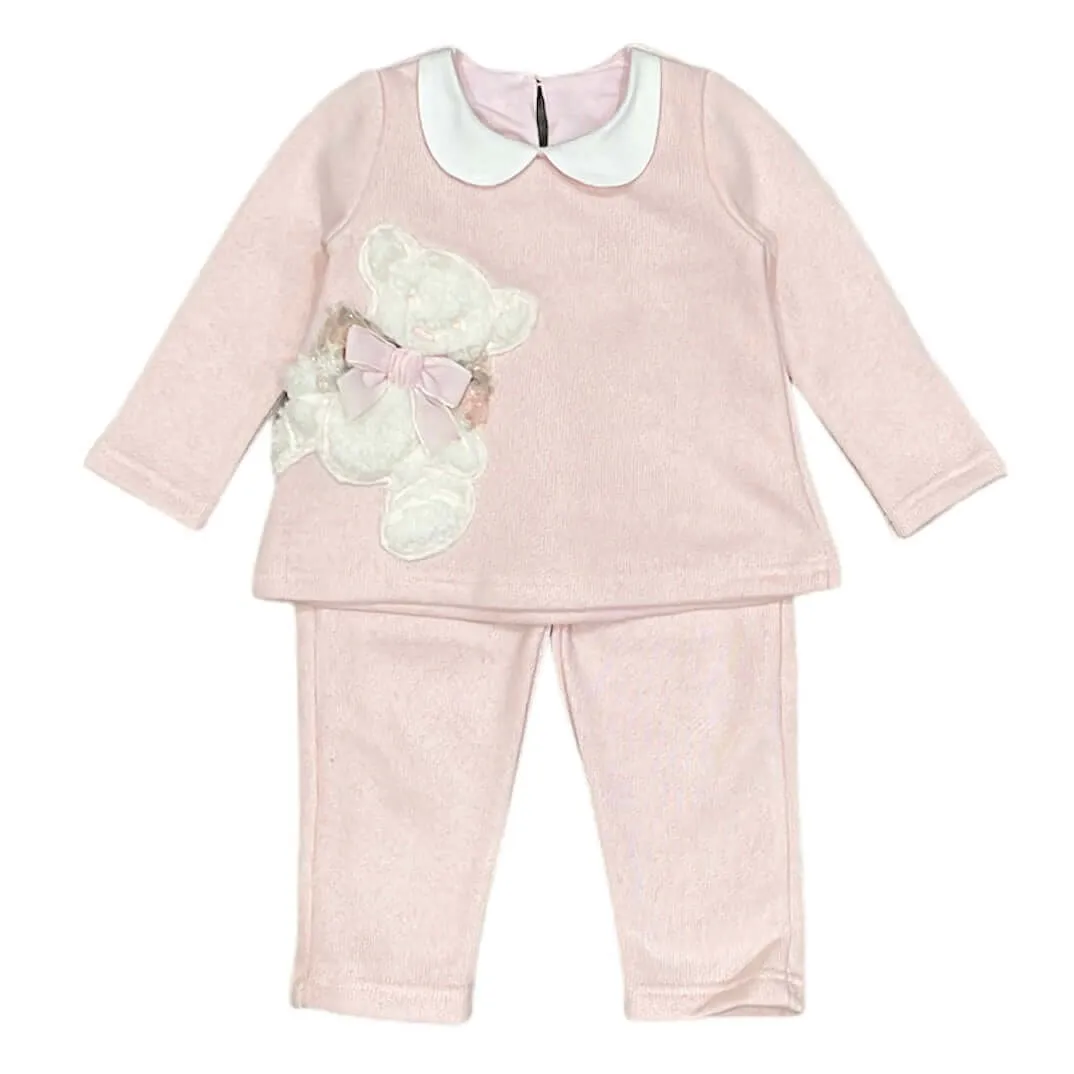 Ensemble de Leggings en Teddy Rose pour Bébé Fille