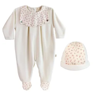 Ensemble 2 pièces blanc à fleurs pour bébé fille