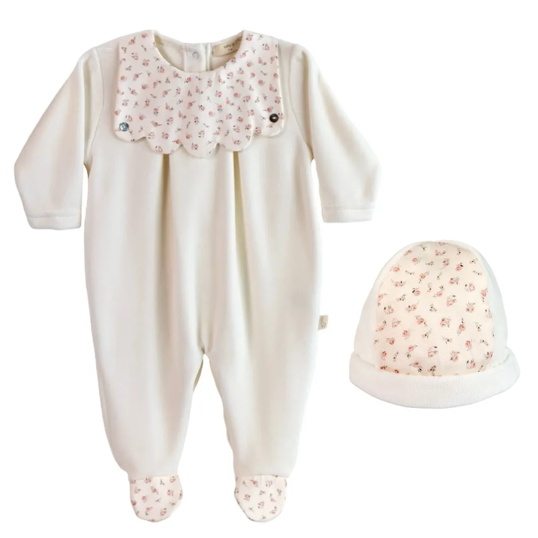 Ensemble 2 pièces blanc à fleurs pour bébé fille