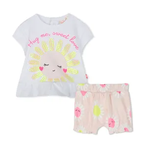 Ensemble court à fleurs blanches pour bébé fille
