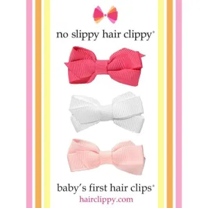 Premier Coffret Cadeau de Barrette pour Bébé - Rose Choquant   Blanc   Rose par No Slippy Hair Clippy