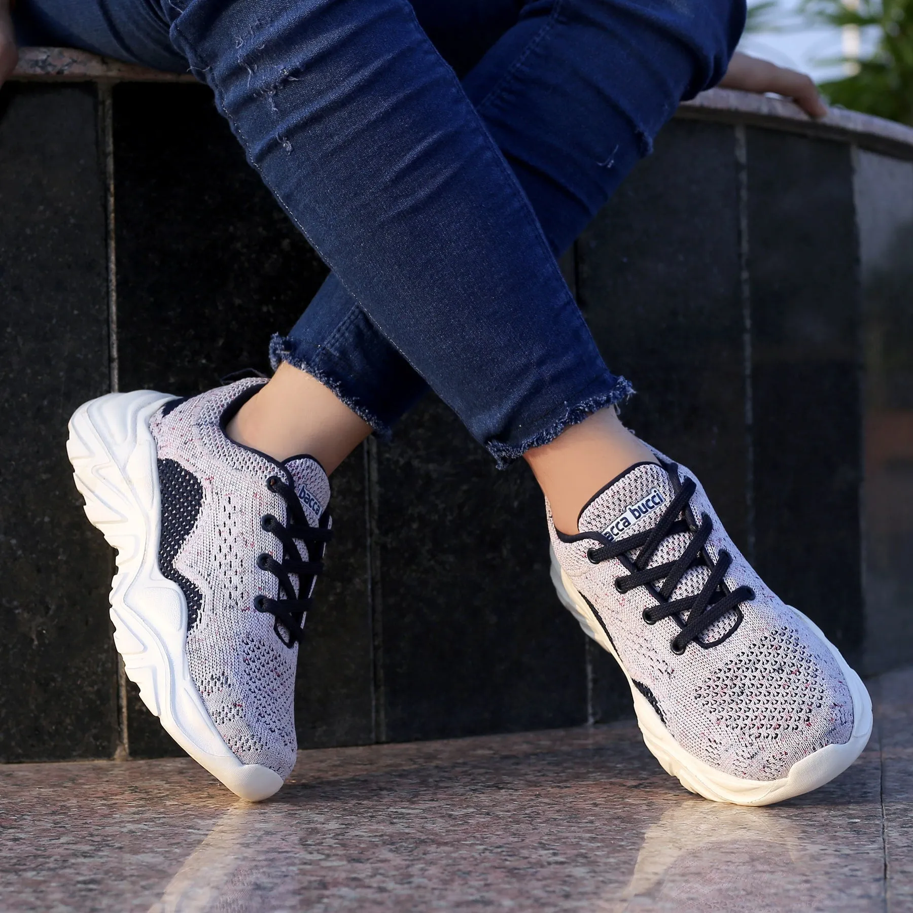 Bacca Bucci Femme CHARLOTTE Chaussures de Mode à Plateforme Basse | Sneakers Épaisses Tricotées Style Streetwear