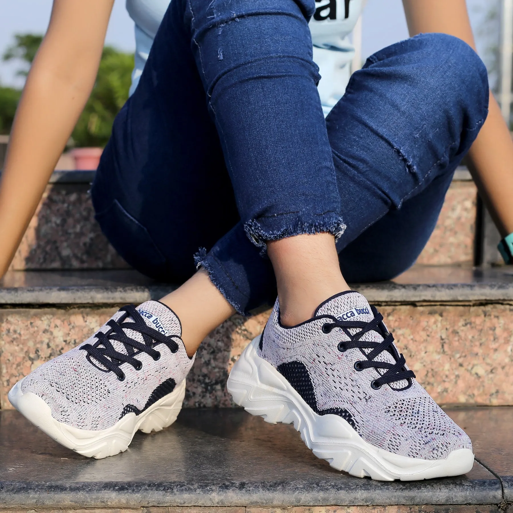 Bacca Bucci Femme CHARLOTTE Chaussures de Mode à Plateforme Basse | Sneakers Épaisses Tricotées Style Streetwear