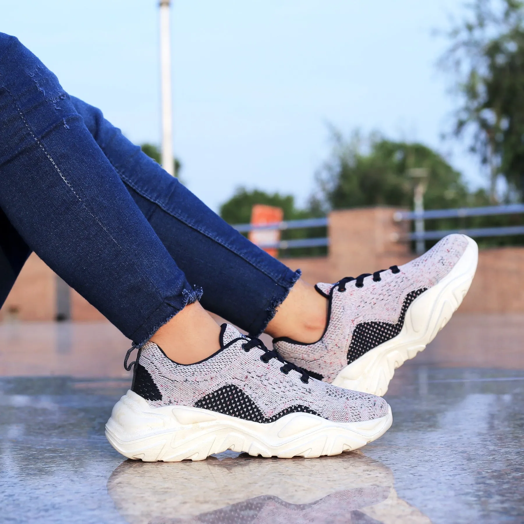 Bacca Bucci Femme CHARLOTTE Chaussures de Mode à Plateforme Basse | Sneakers Épaisses Tricotées Style Streetwear