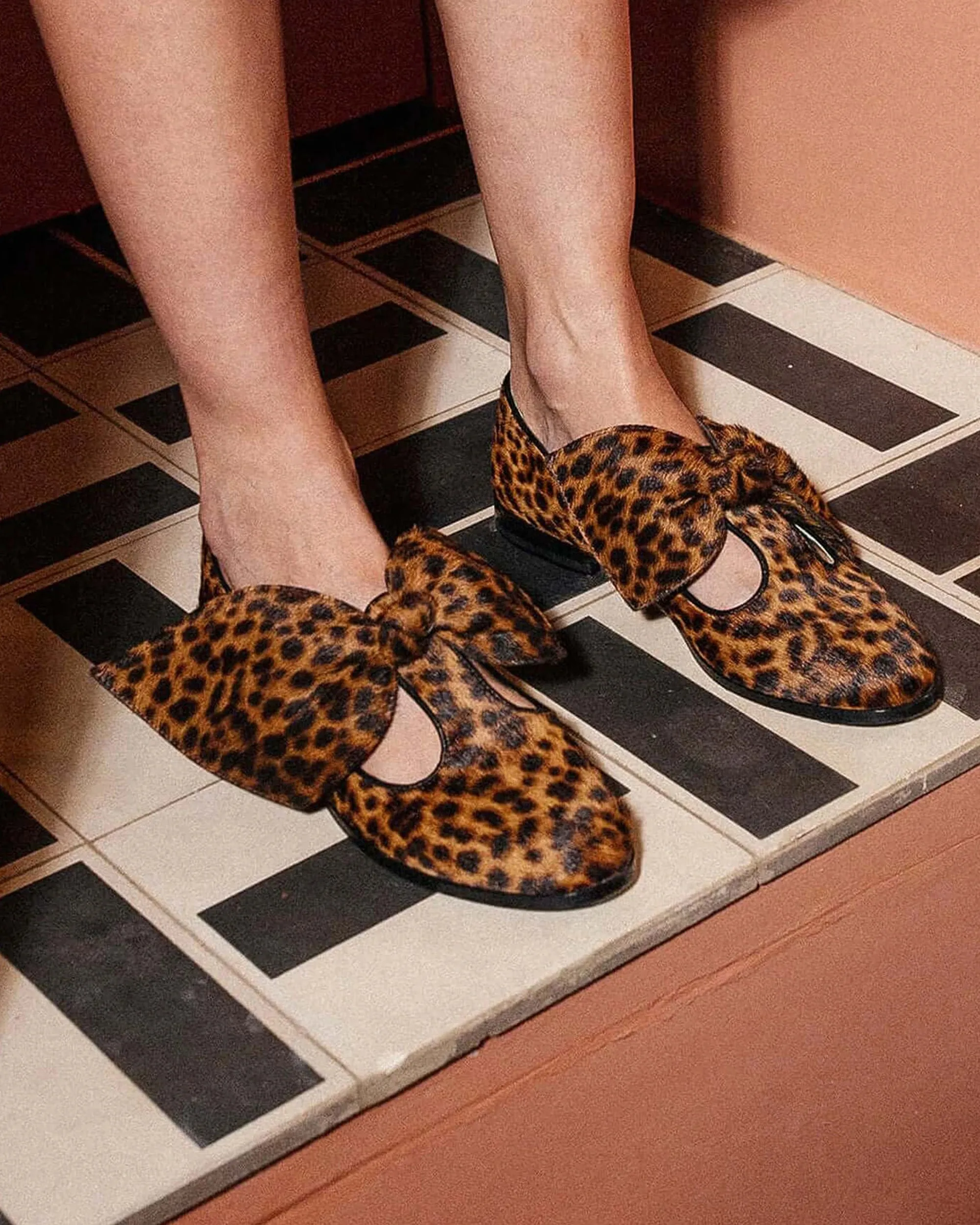 Chaussures BB Ballerina en cuir imprimé léopard