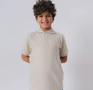 Polo manches courtes beige