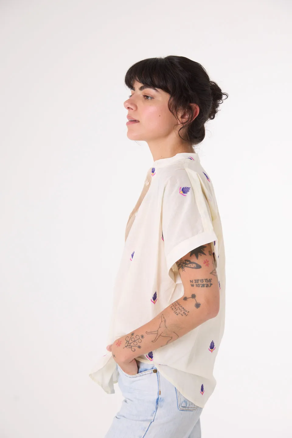 Blouse Brodée Maya Maya Fleurie Multicolore
