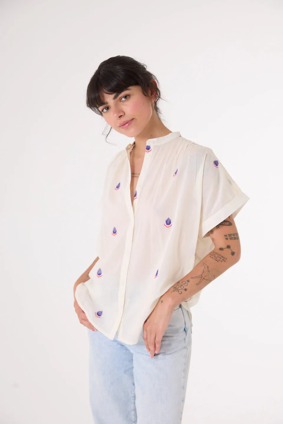 Blouse Brodée Maya Maya Fleurie Multicolore