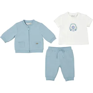 Ensemble de sweat à capuche zippé bleu 3 pièces