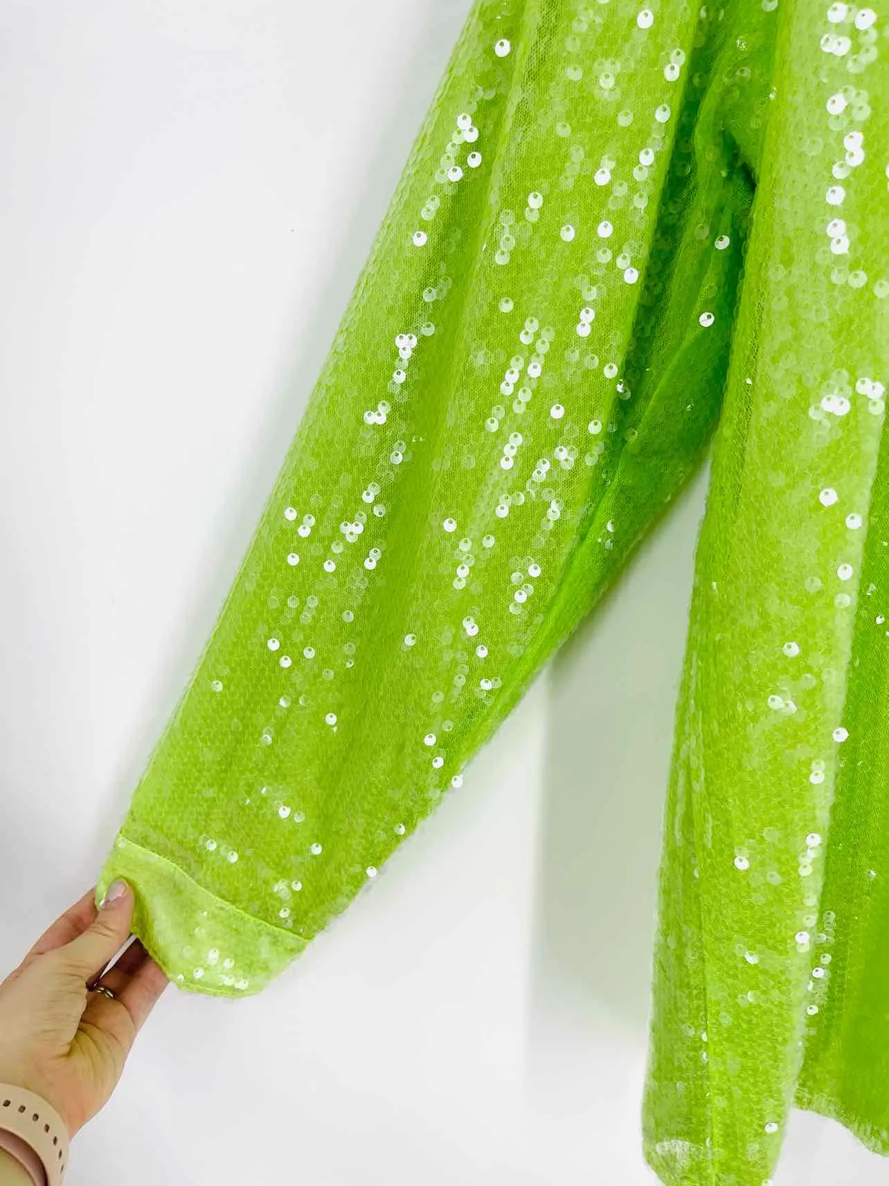 Blouse Blue Buttercup Taille L Vert Lime à Paillettes NEUVE
