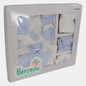 Ensemble layette bébé 11 pièces à carreaux bleus