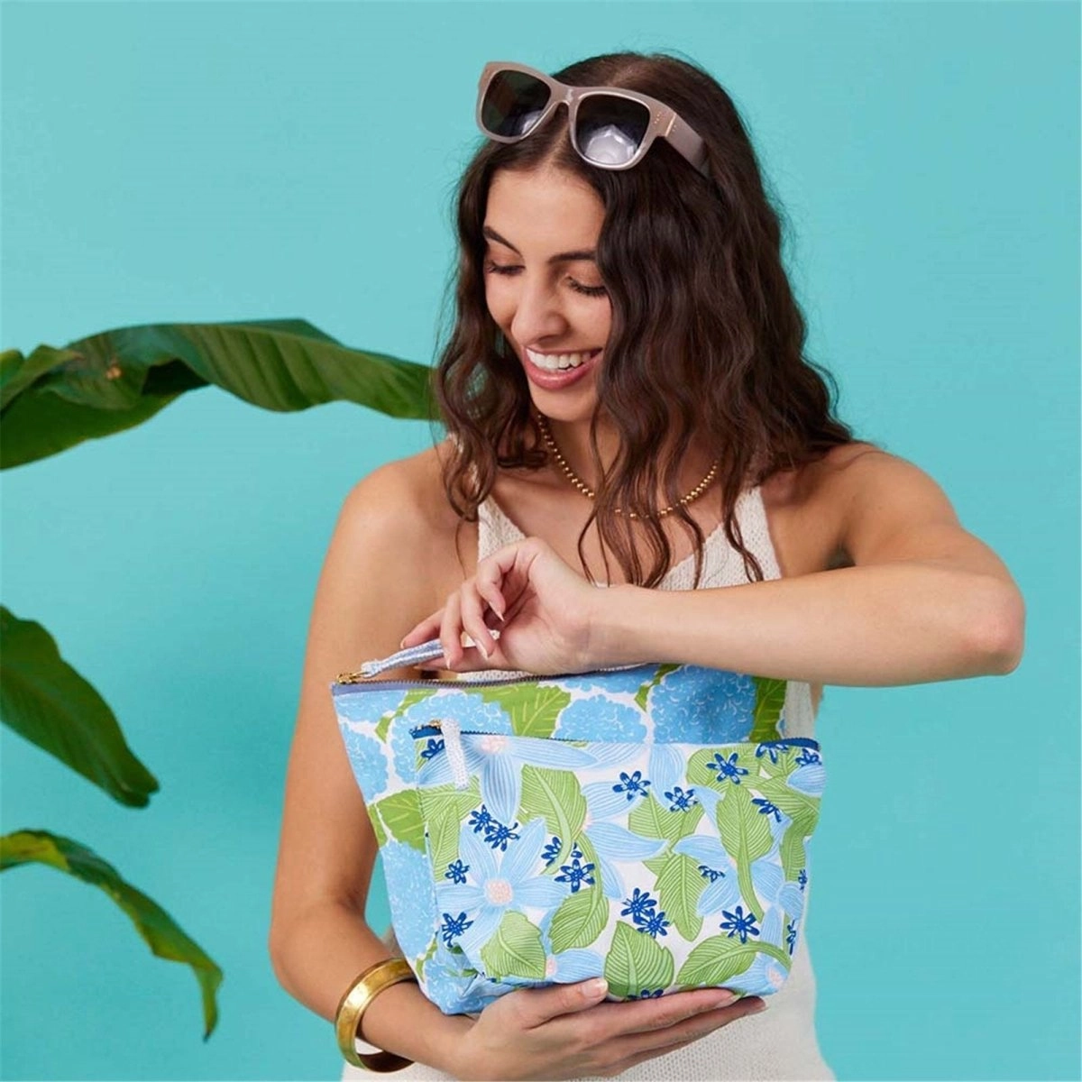 Pochette Grande Hortensia Bleu