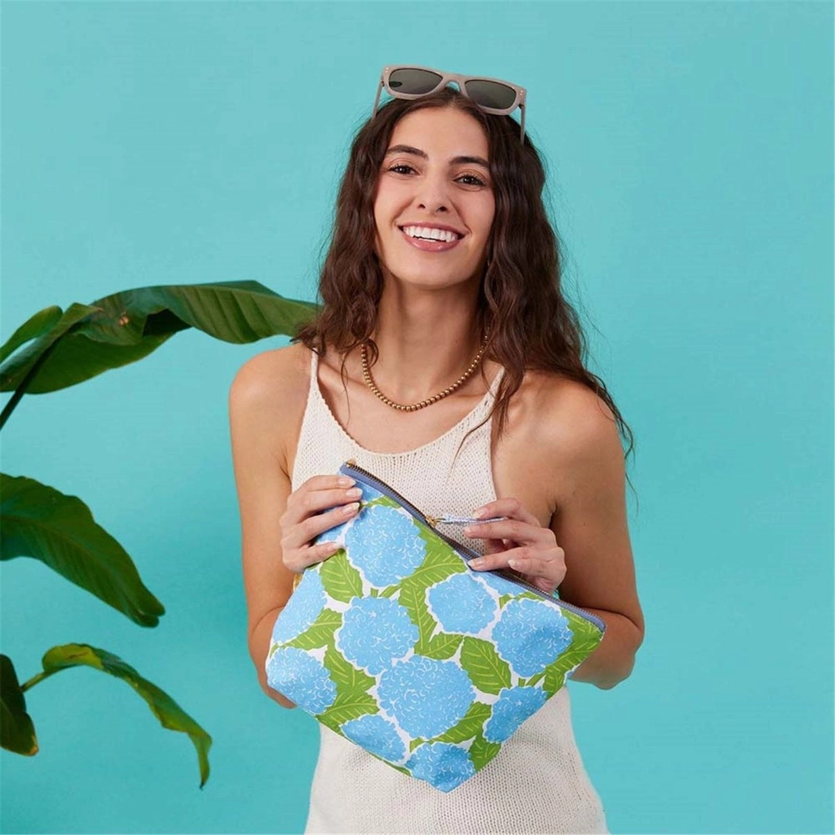 Pochette Grande Hortensia Bleu
