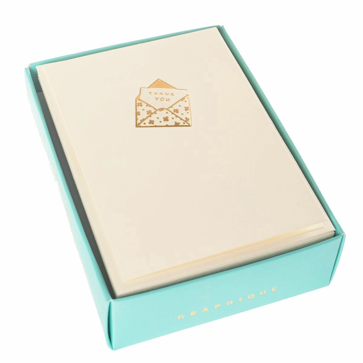 Boxed Note Cards - Gold Thank You Envelope