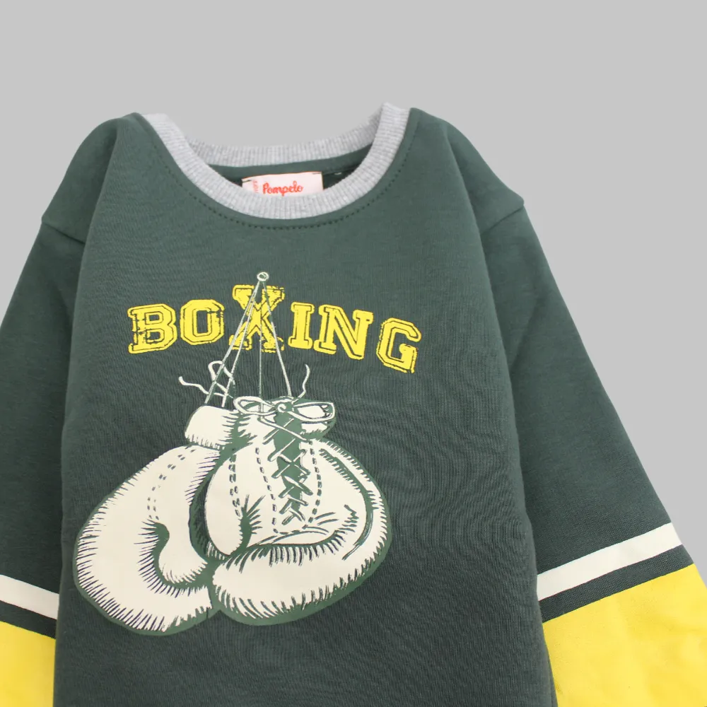 Sweat à manches longues vert foncé de boxe