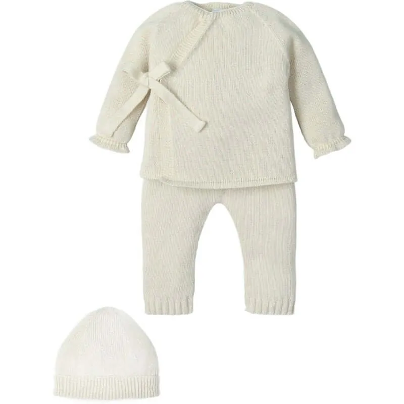 Ensemble 3 pièces beige pour garçons & Chapeau