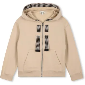 Pull à capuche avec zip et logo Curb beige pour garçons