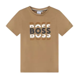 T-shirt à manches courtes avec logo beige pour garçons