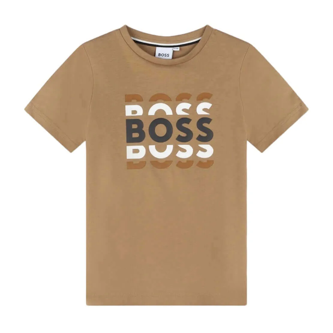 T-shirt à manches courtes avec logo beige pour garçons