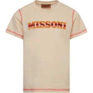 T-shirt à logo beige pour garçons