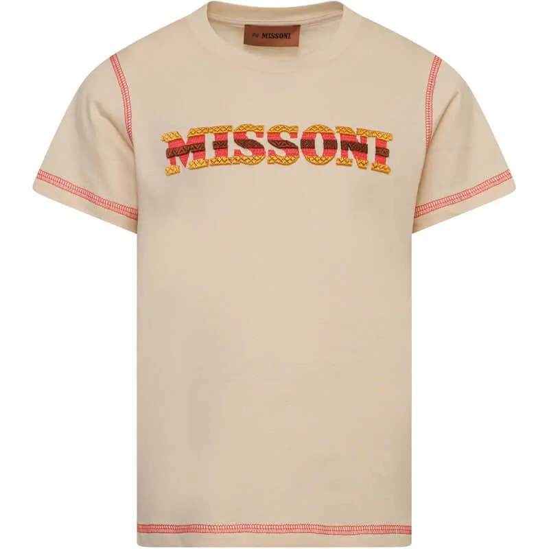T-shirt à logo beige pour garçons